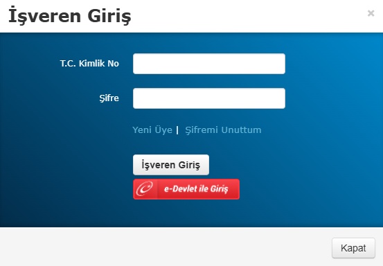 İŞKUR işveren giriş penceresi